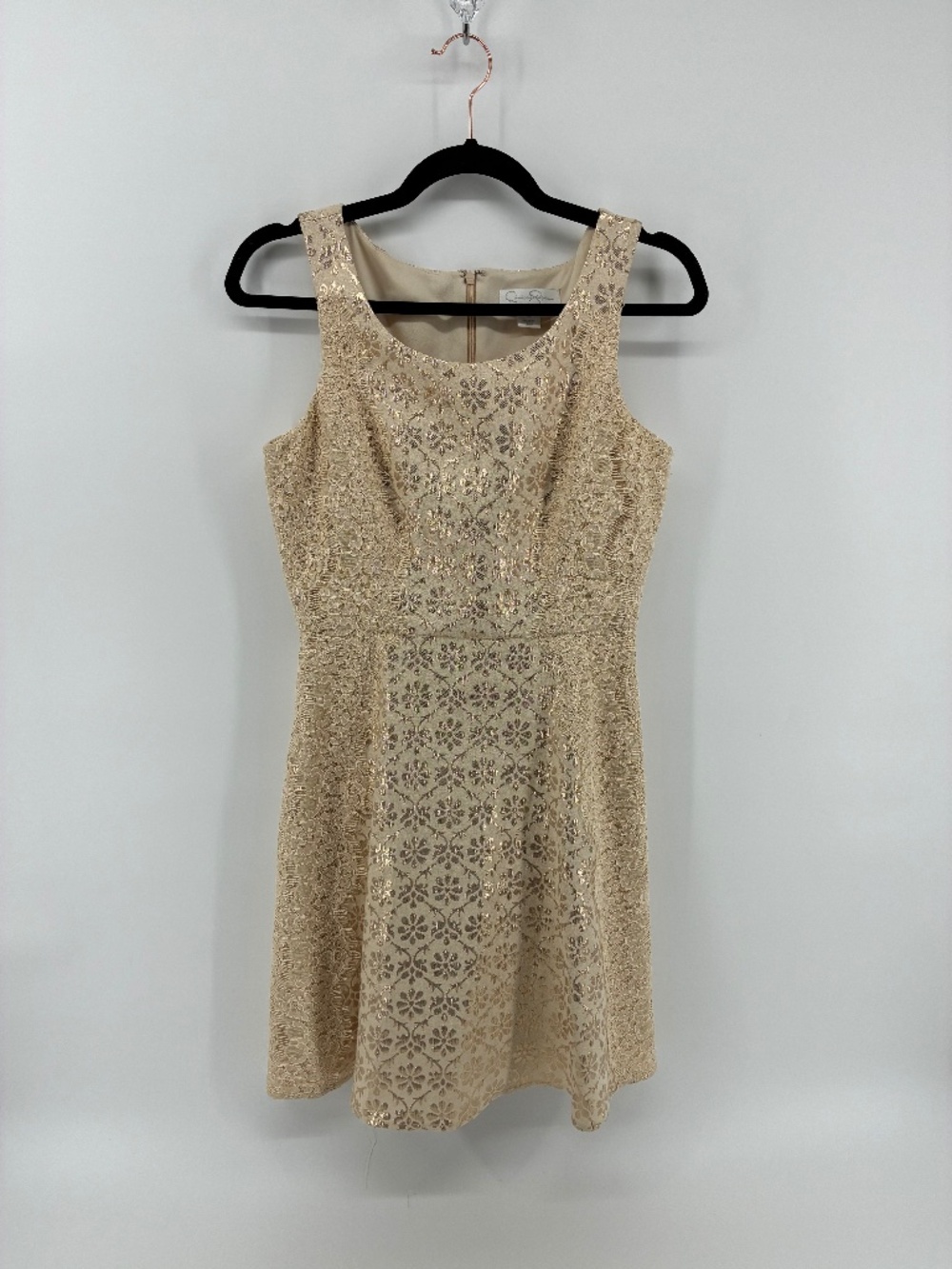 Jessica Simpson Lace Floral Metallic Mini Dress - Cream